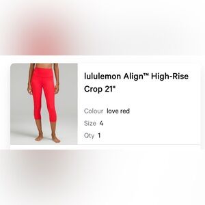 Excellent Lululemon Align High-Rise Crop 21” Leggings in Size 4